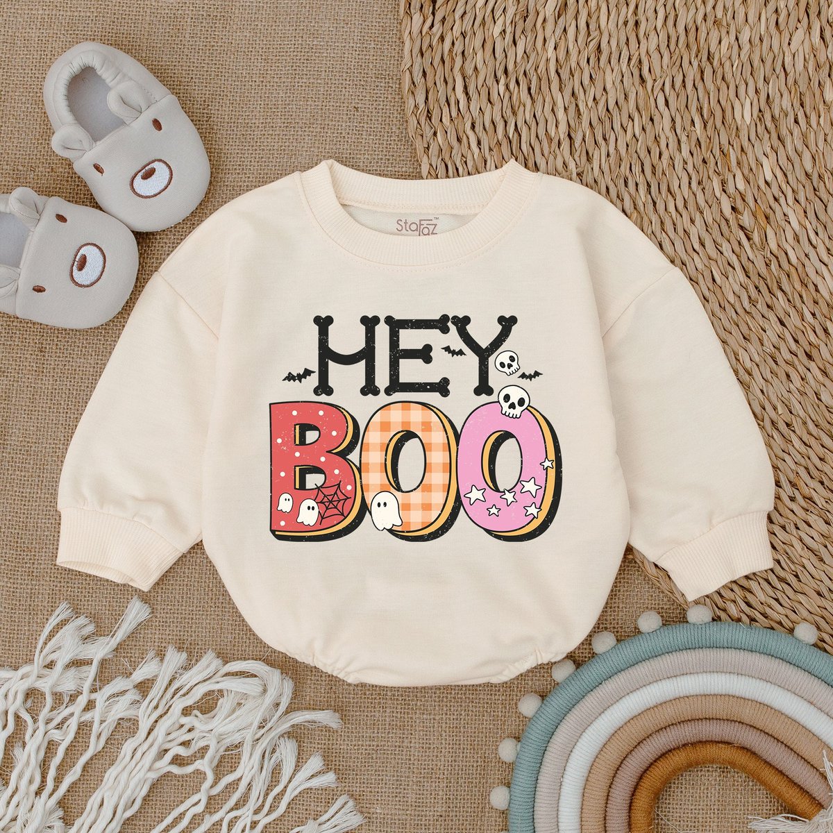 Hey Boo Baby Clothes Retro Ghost Bodysuit Cute Halloween Baby Romper  Halloween Baby Clothes Halloween