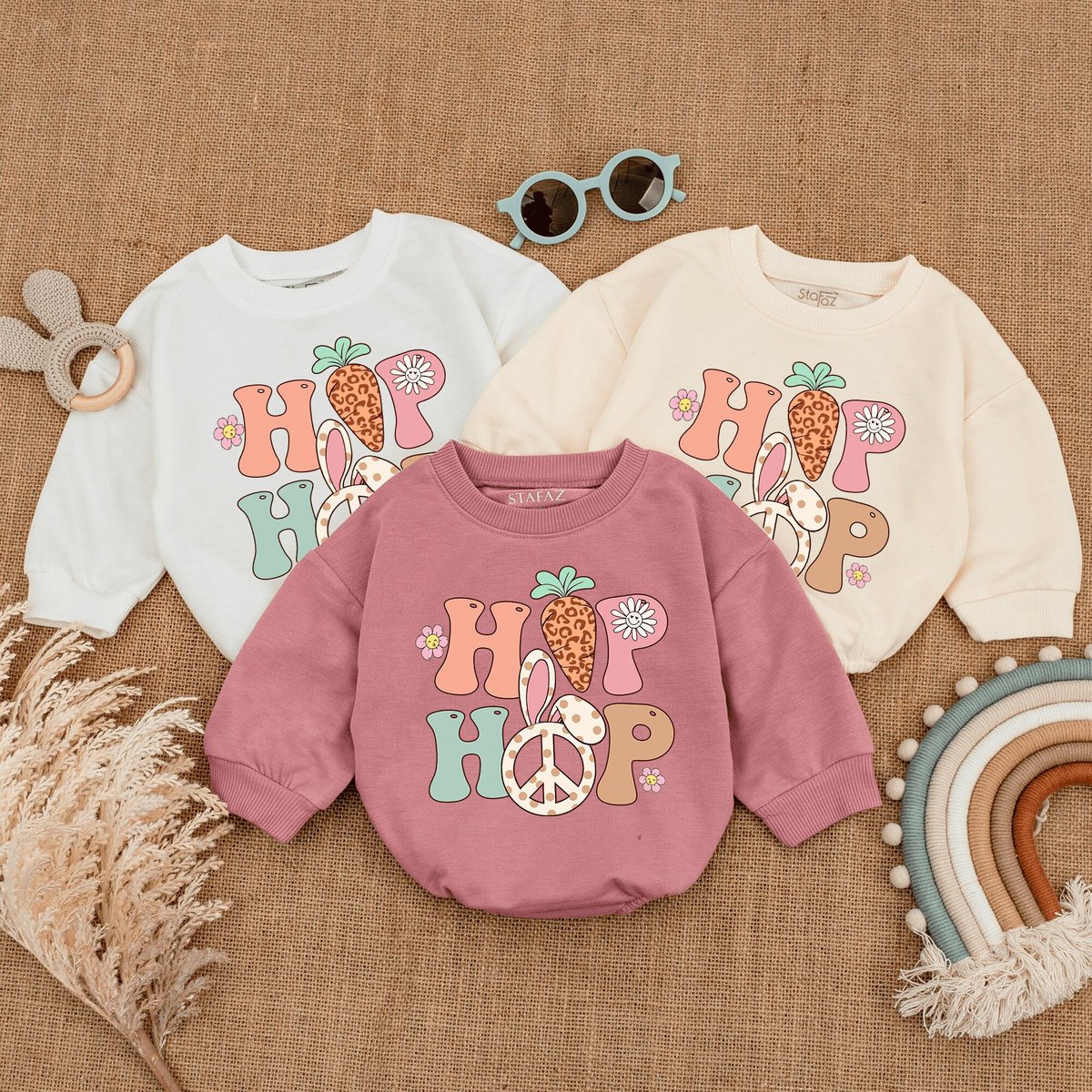 Hip Hop Baby Romper Easter Baby Outfit Easter Retro Bodysuit Newborn baby gift Infant girl clothes T 164