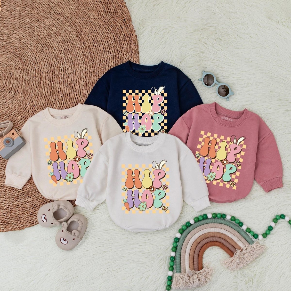 Hip Hop Bubble Romper Bunny Baby Bodysuit Easter Bunny Baby Romper Romper Baby Girl Baby Shower Gift 185