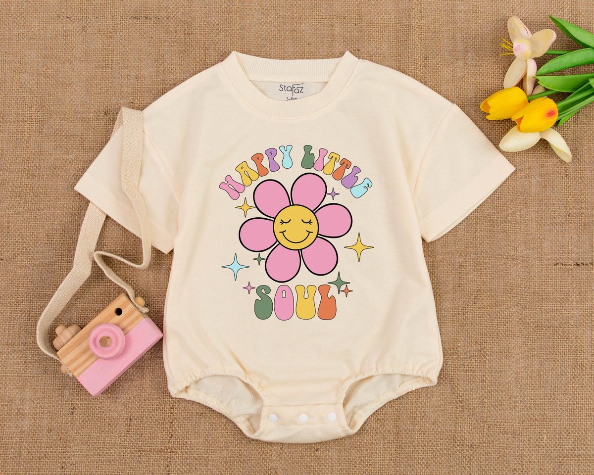 Hippie Baby Romper  Groovy Summer Bubble Romper  Vintage Summer Baby Romper Vintage Birthday Outf