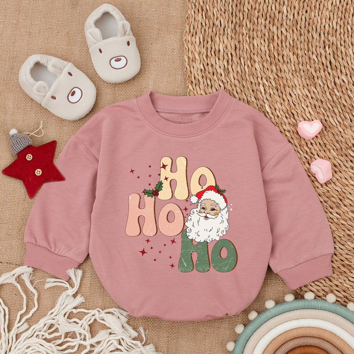 Ho Ho Ho Christmas baby Outfit Santa baby Cozy Clothes Santa baby Romper Retro Santa OutfitSanta