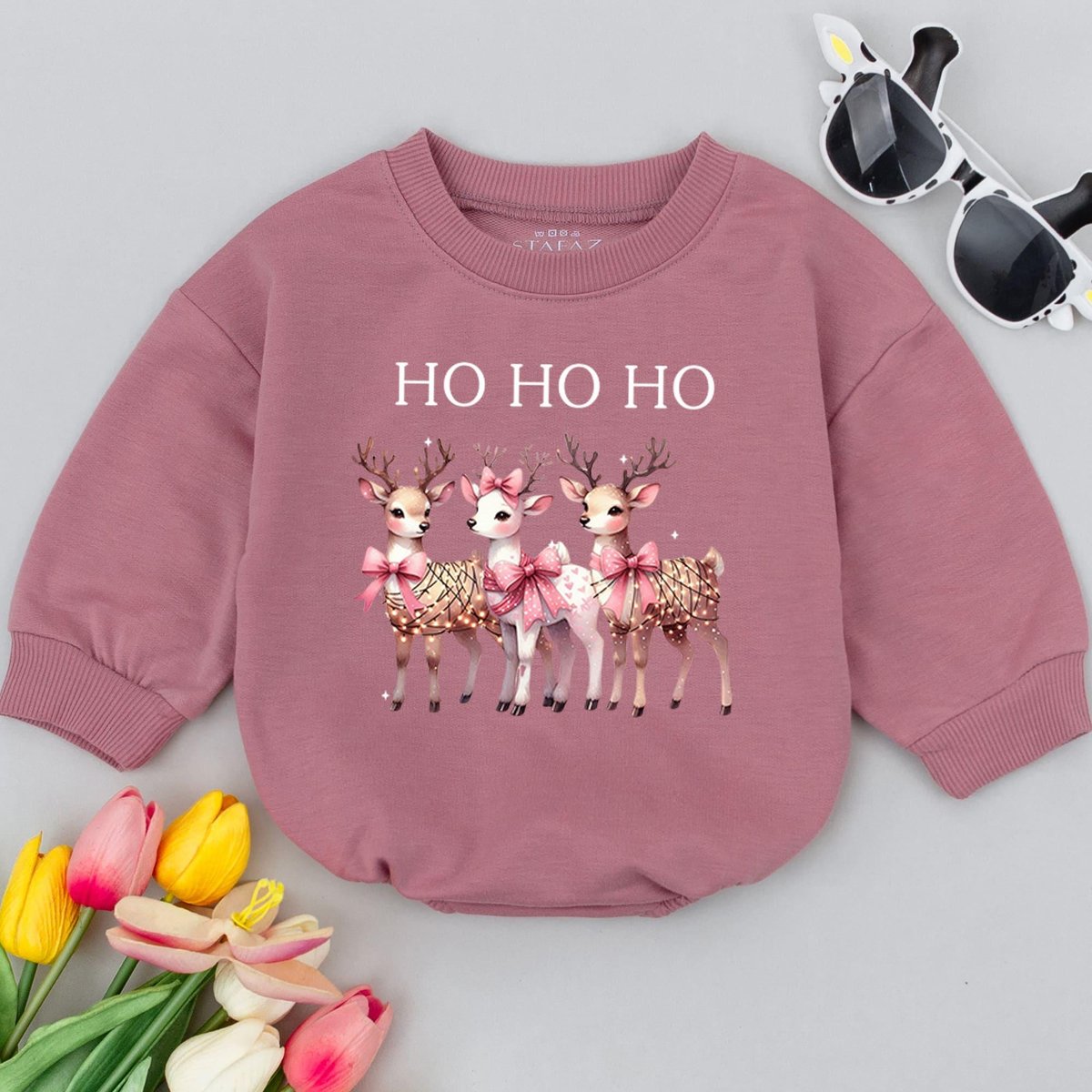 Ho Ho Ho Reindeer Baby Bubble Romper Baby First Christmas Baby Holiday Outfit Baby Shower Funny Chri 179