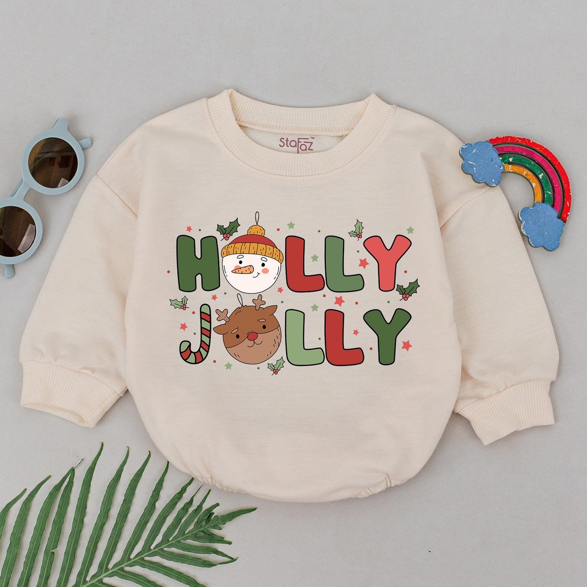 Holly Jolly Christmas Romper Christmas Outfit 1st Christmas Baby Romper Baby Shower Gift Newborn for