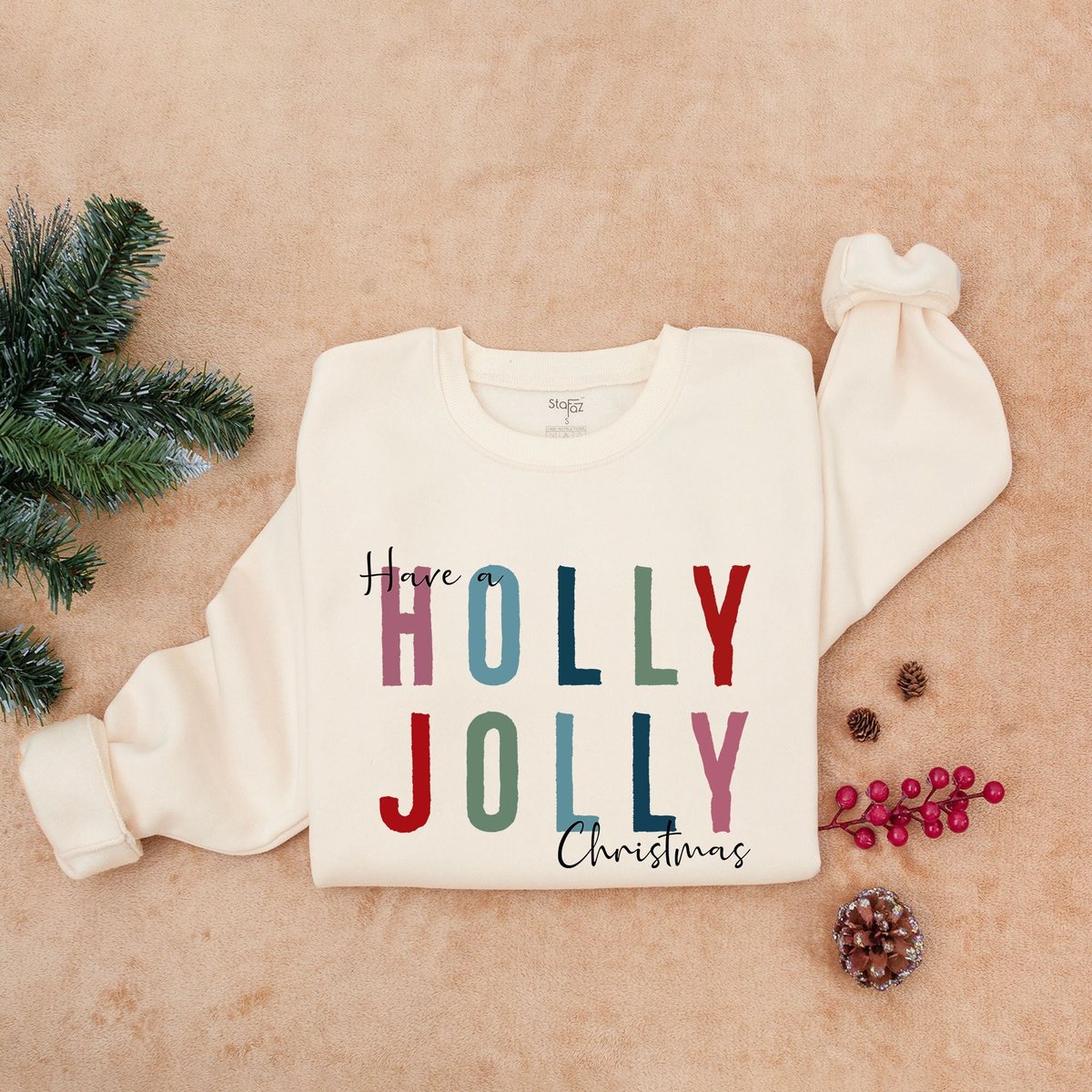 Holly Jolly Christmas Sweatshirt Funny Christmas Sweatshirt Christmas Party ShirtHoliday Sweater Wom