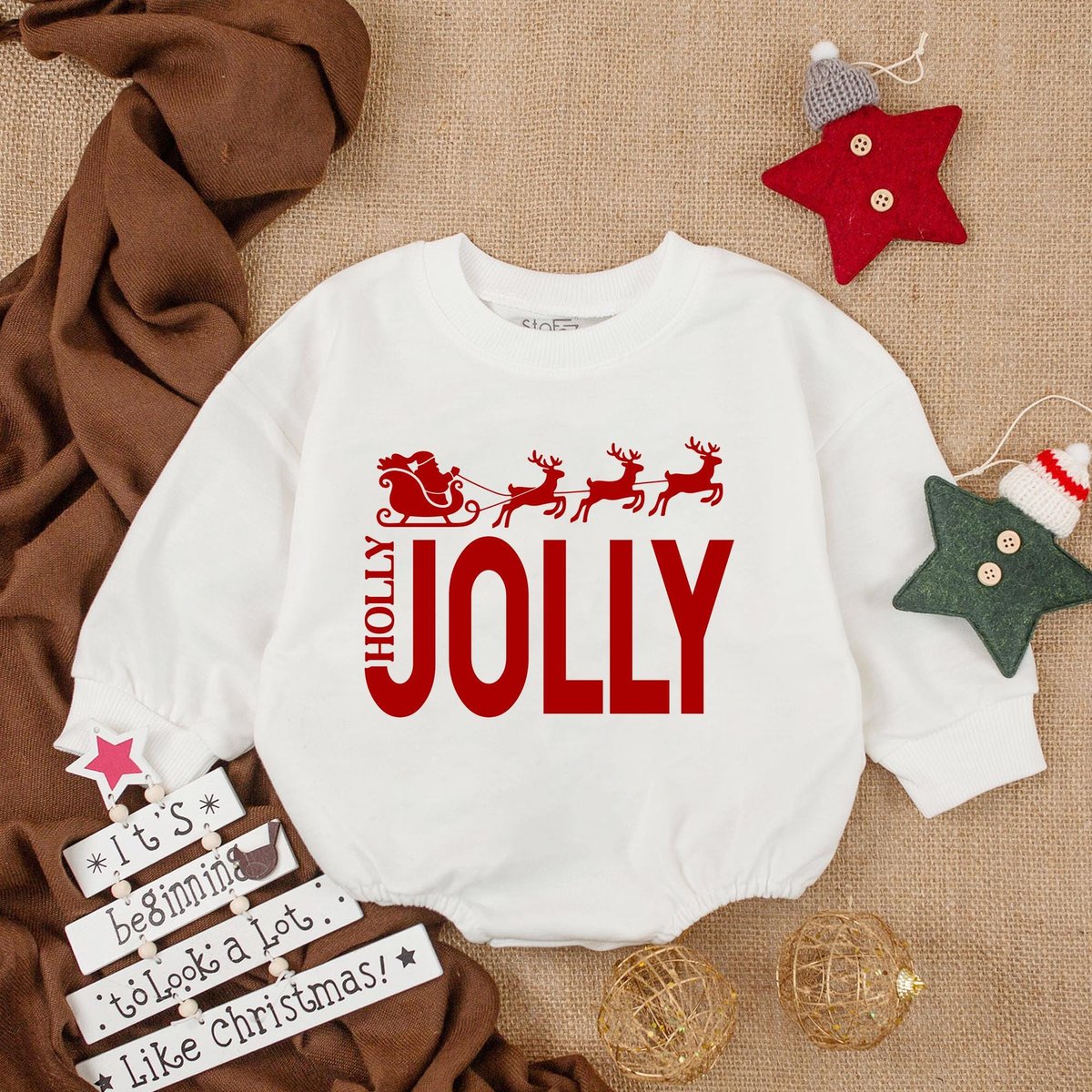 Holly Jolly ClothesMerry Christmas Baby Romper Christmas Bodysuit Baby Outfit Bubble Bodysuit First