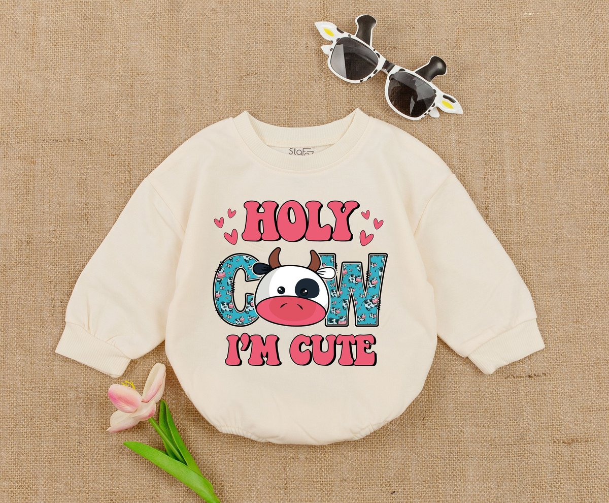 Holy Cow Girl Newborn Baby Clothes Retro Natural BodysuitToddler SweatshirtBaby Romper Bubble Romper