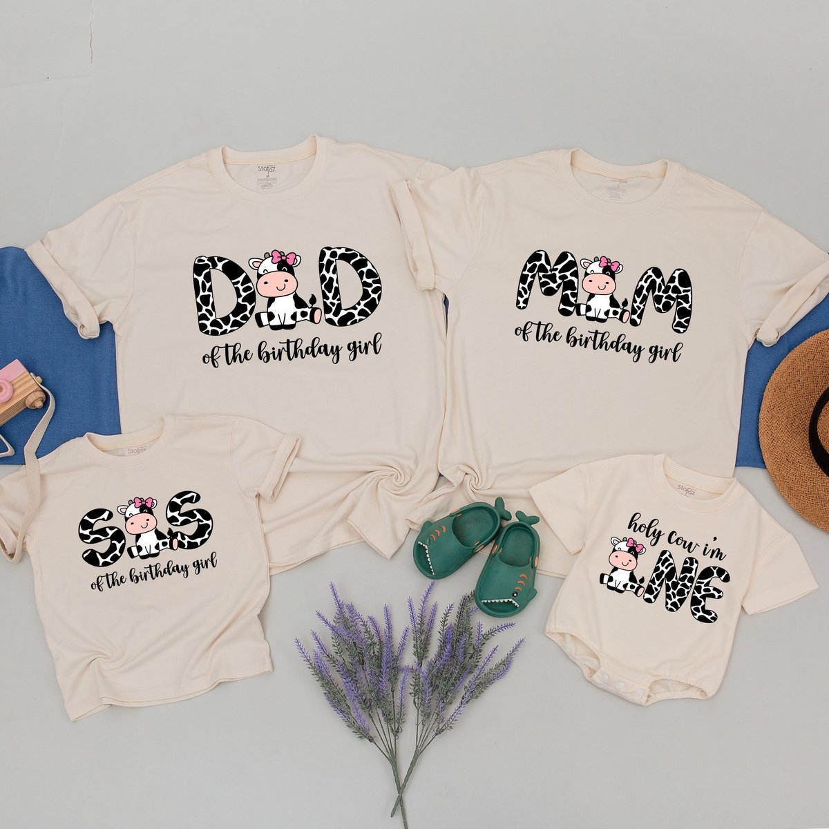 Holy Cow I'm One Matching Family Birthday Shirts Farm 1st Birthday Girl Shirts Mom and Dad Cow Shir 171