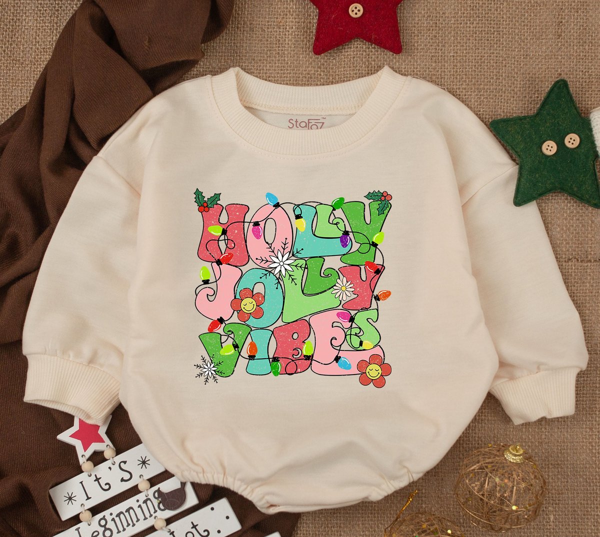 Holy Joly Vibes Funny Christmas Baby Outfit Bubble Romper 1st Christmas Merry Christmas Vibes Baby S 156