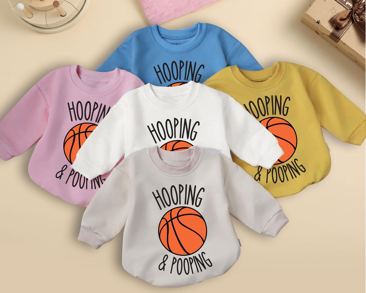 Hooping and Pooping Basketball Baby Romper Basketball Baby Outfit Game Day Baby Clothes Newborn Outf 436