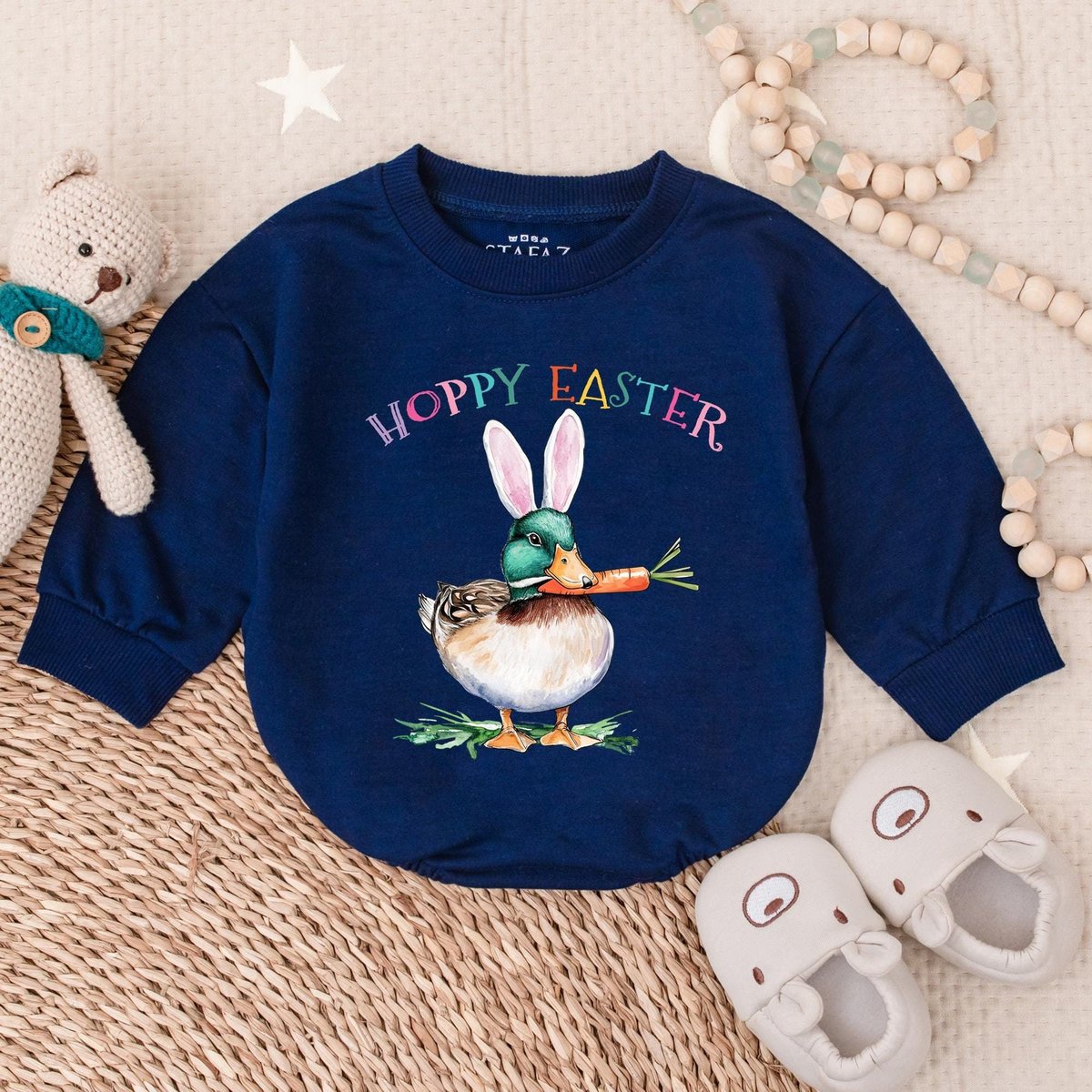 Hoppy Easter Bubble Romper  Easter Day Baby Outfit Sweatshirt Bubble Romper Baby Clothes Baby Romper