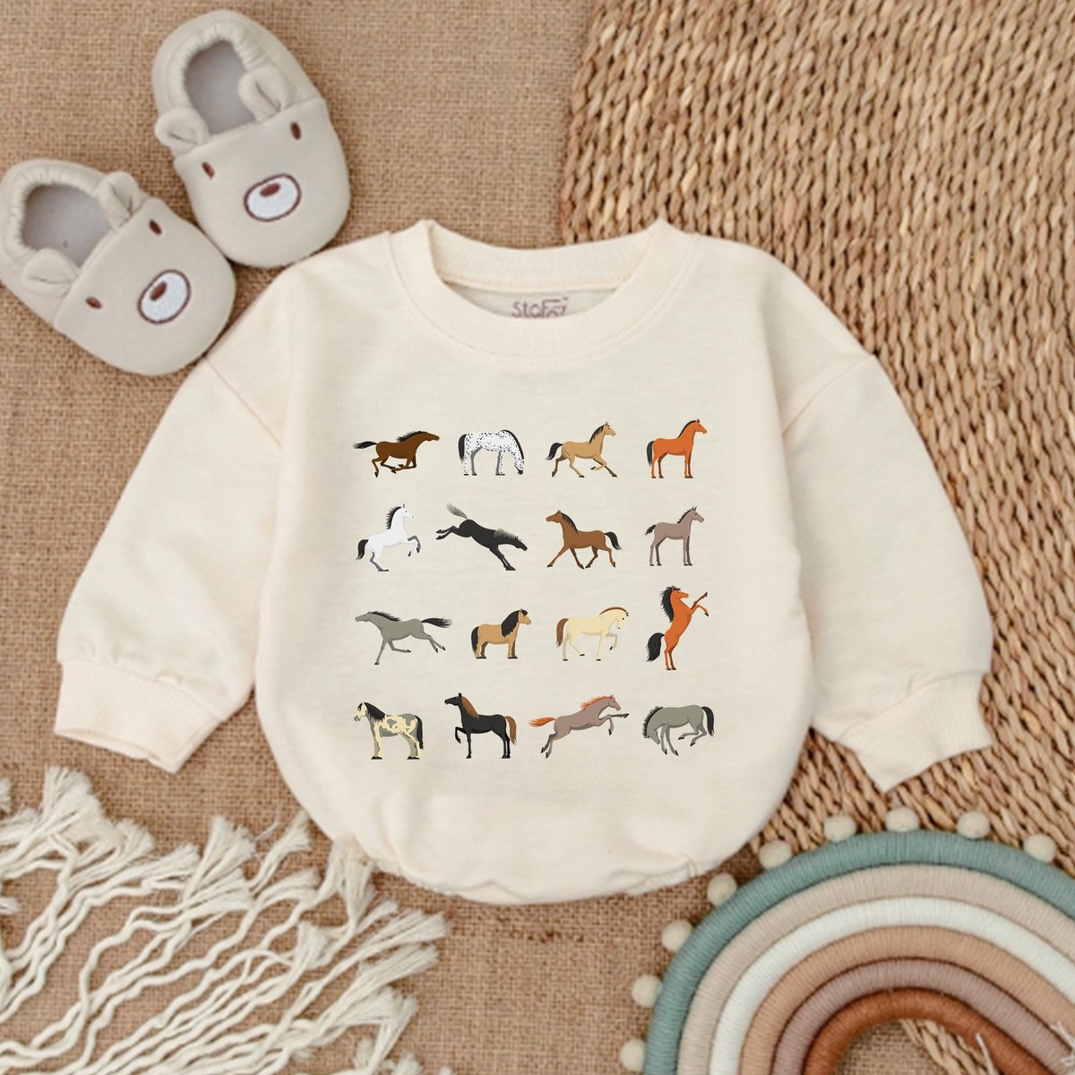 Horse Farm Animal Baby Romper Baby Bodysuit Cute Country Outfit Minimalist Farm Bodysuit  Country B