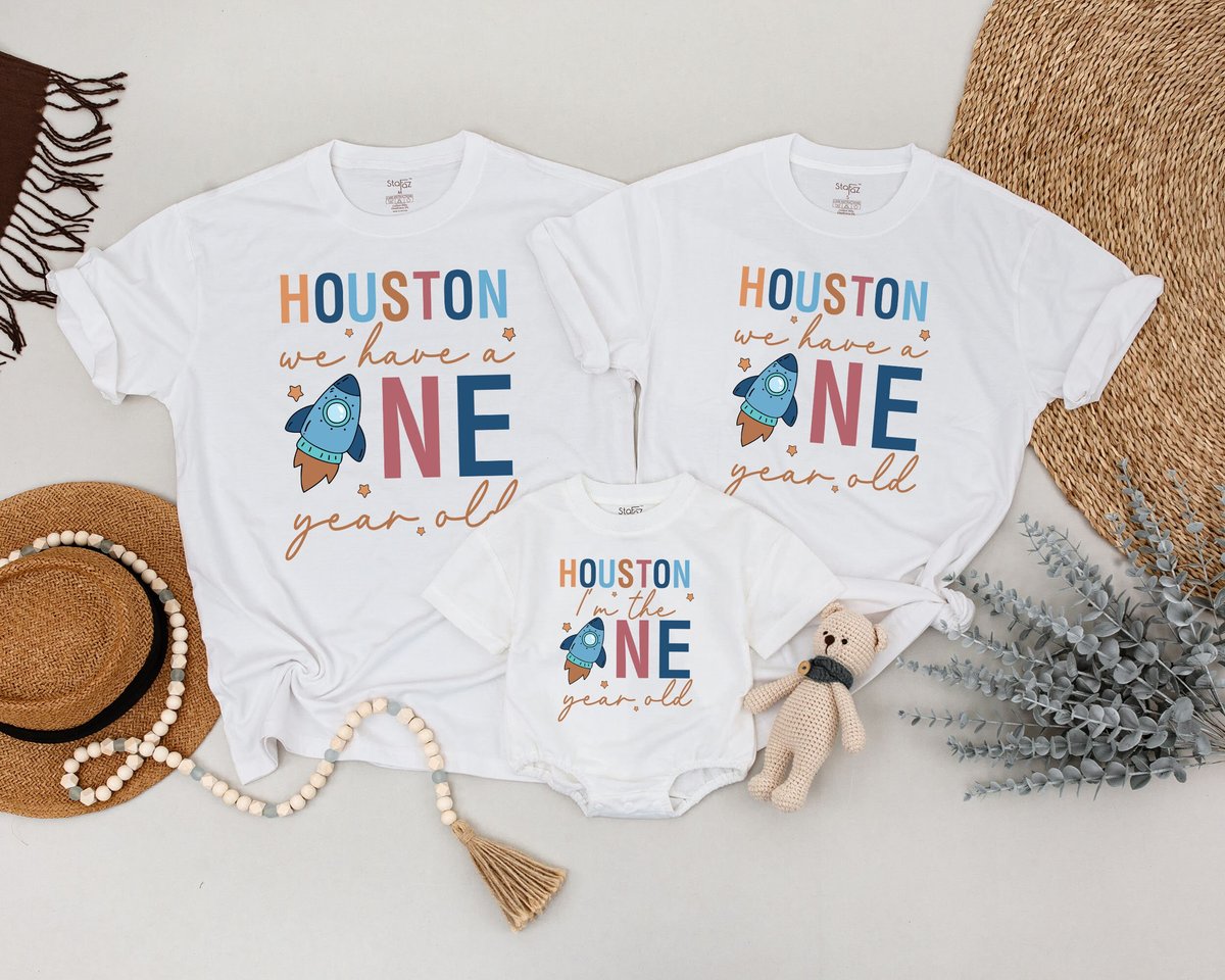 Houston We Have A One Year Old Astronaut Birthday T shirt Matching Family Birthday Shirts 1st Birthd 164