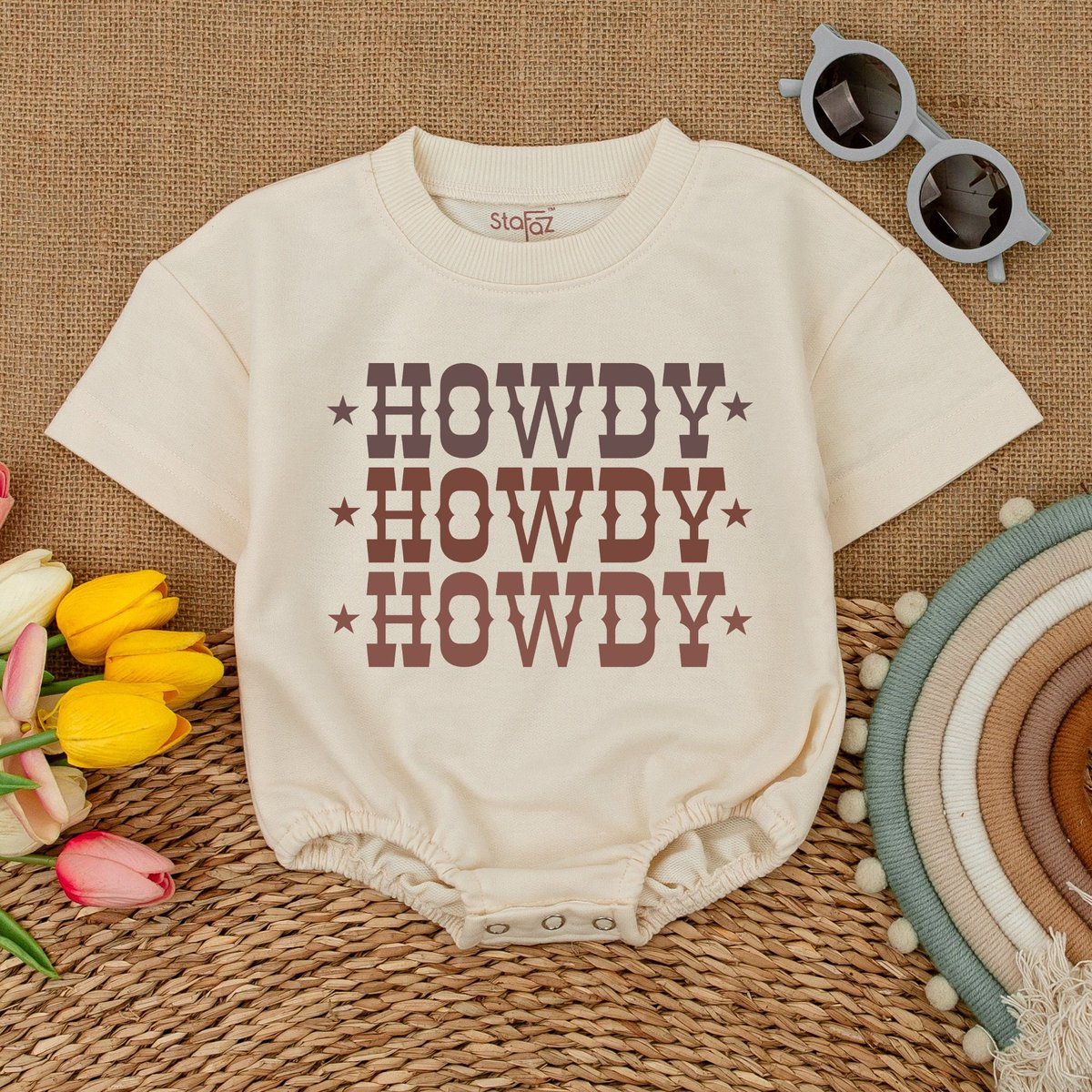 Howdy Bubble Romper Retro Cowboy Bodysuit Boho Country Bodysuit Western Baby Gift Newborn Clothes Ge 172