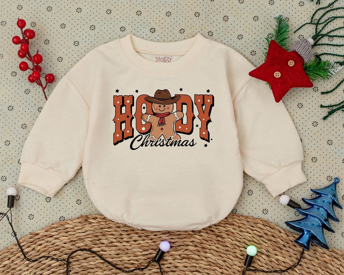 Howdy Christmas Baby Bubble Romper First Christmas Clothes Toddler Sweatshirt Baby Shower Gift Weste