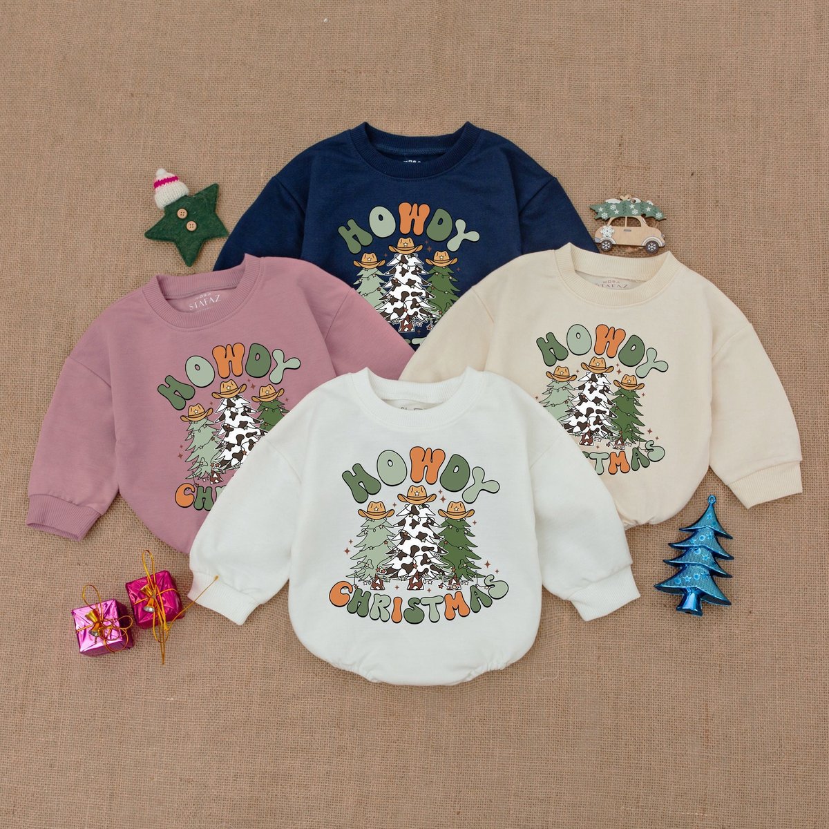 Howdy Christmas Baby Romper Christmas Tree First Christmas Baby Clothes Baby Shower Gift Girl Christ 160