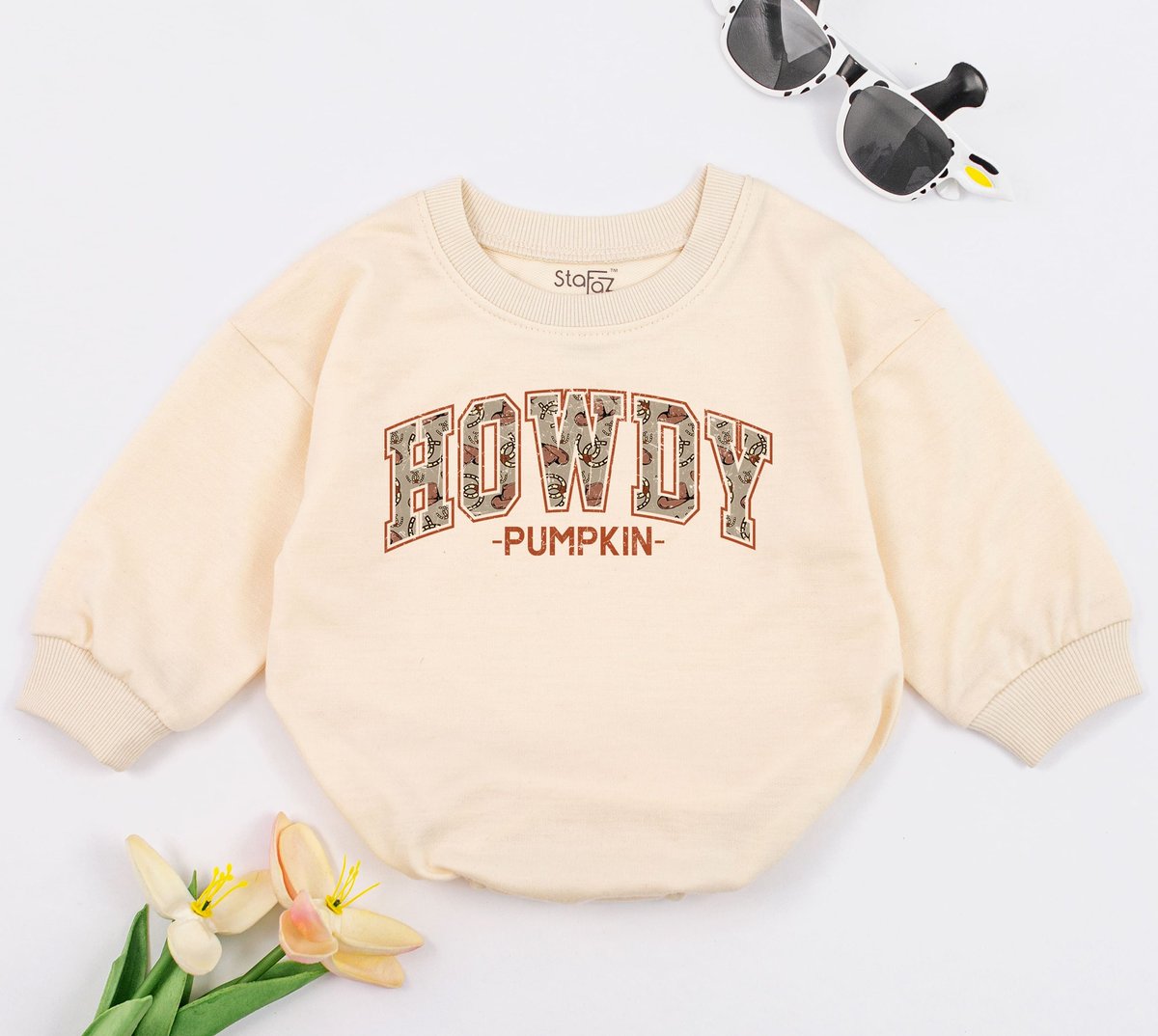 Howdy Pumpkin Baby Romper Retro Cowboy Bodysuit Country Natural Baby Clothes Western Cute Halloween 152