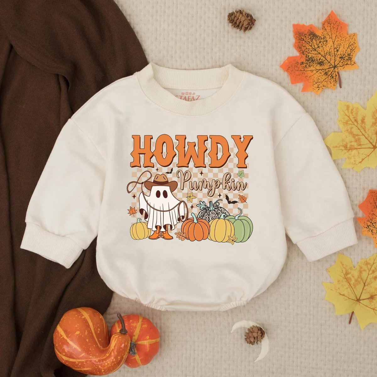 Howdy Pumpkin Western Bubble Romper Thanksgiving Baby Boy Outfit Fall Toddler Clothes Country Baby S