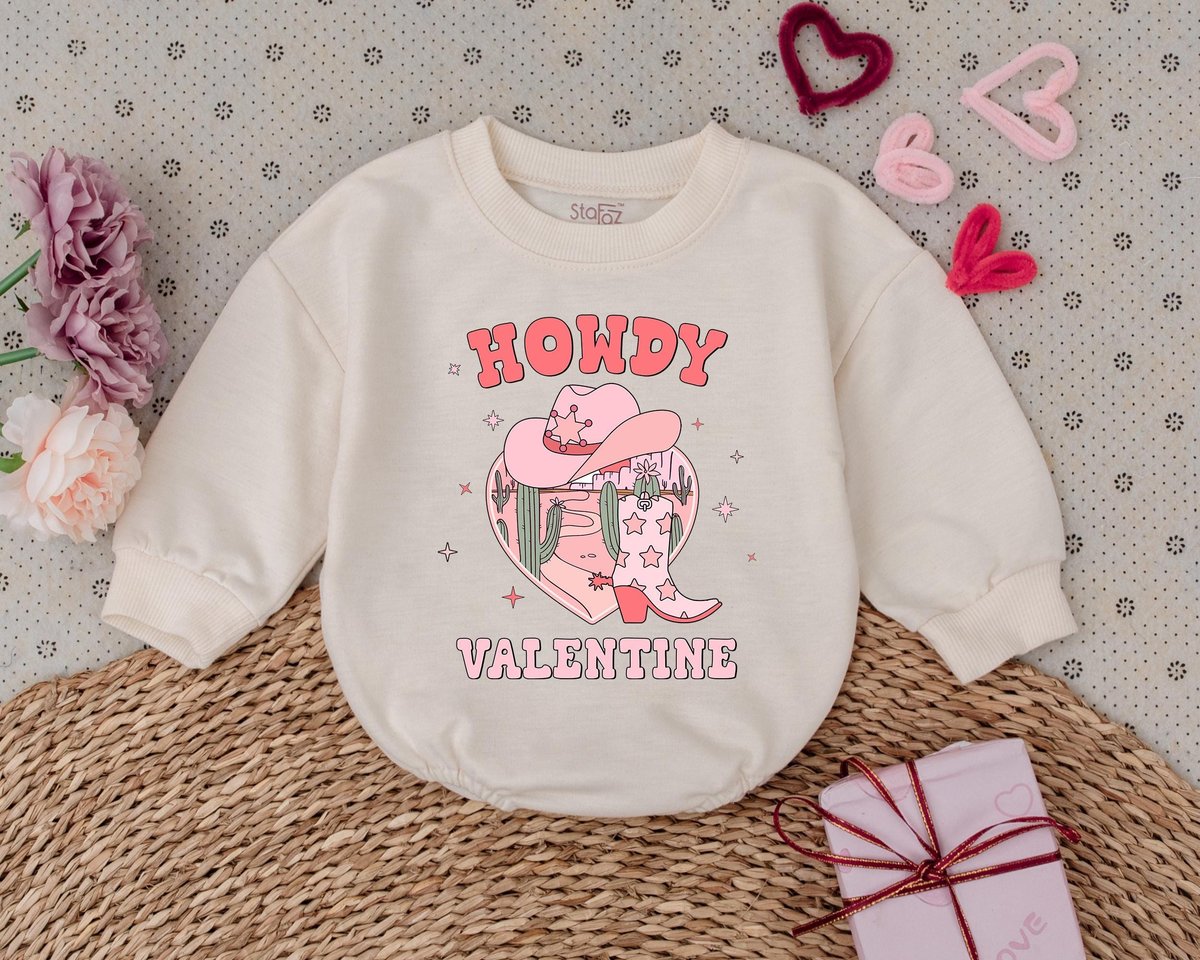 Howdy Valentine Kids Valentines Day Romper My 1st Valentines Day Outfits Baby Boys Bodysuit Baby Sho