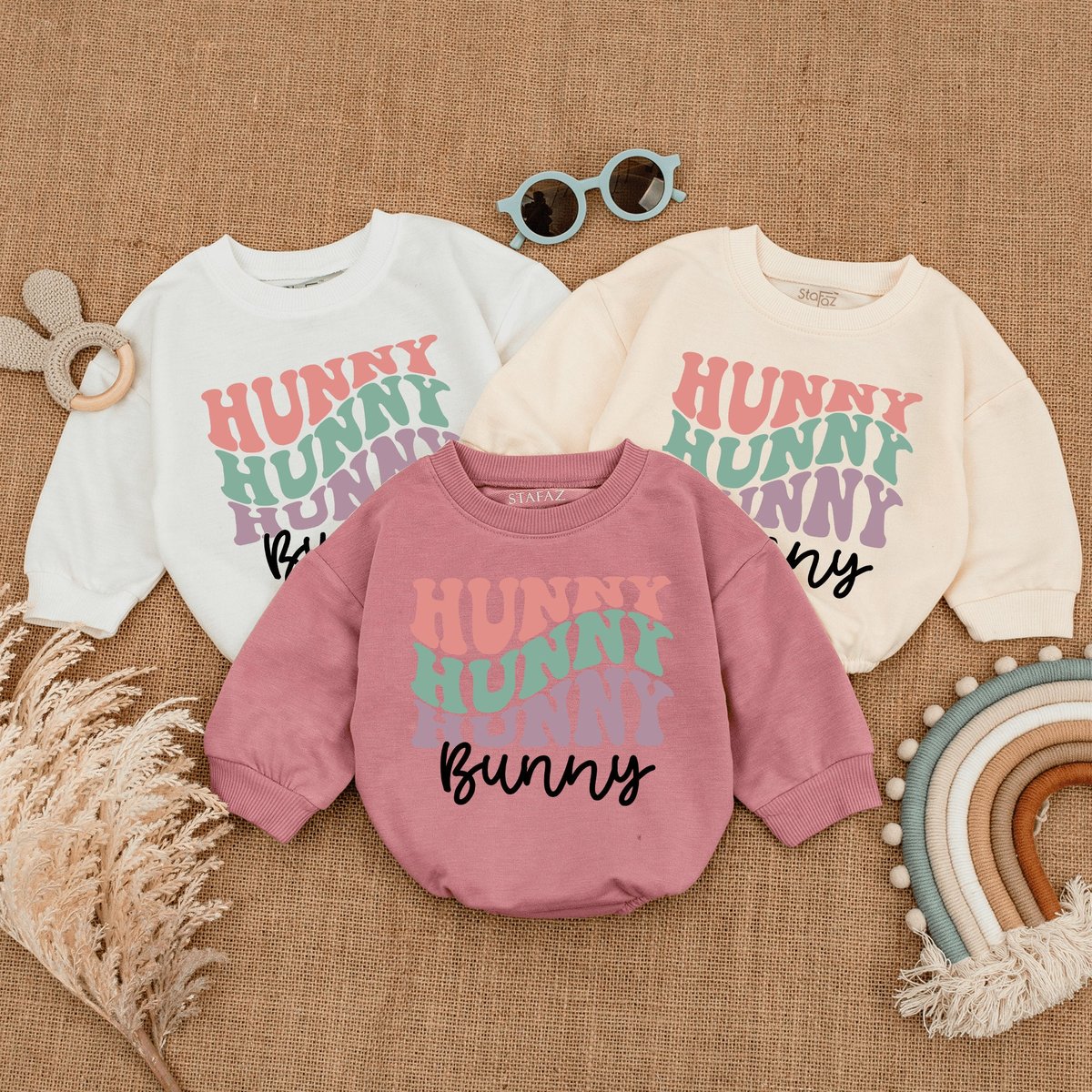 Hunny Bunny Romper Baby Easter Shirt Kids Easter Shirt Girls Natural Tee Hunny Bunny Baby Boy Newbor 166