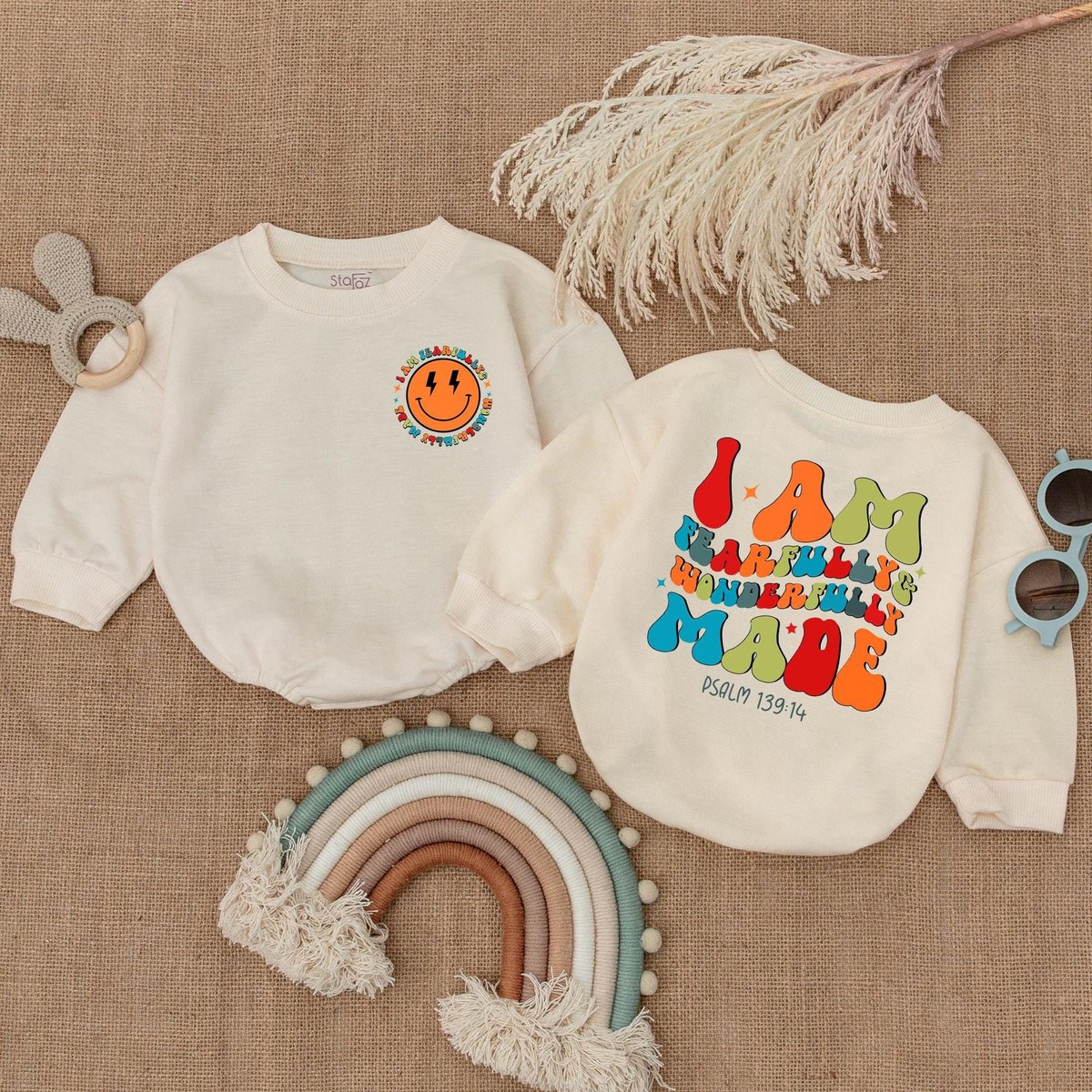 I Am Fearfully and Wonderfully Made Romper Baby Bodysuit Religious Toddler Shirt Baby Clothes Baby C 179