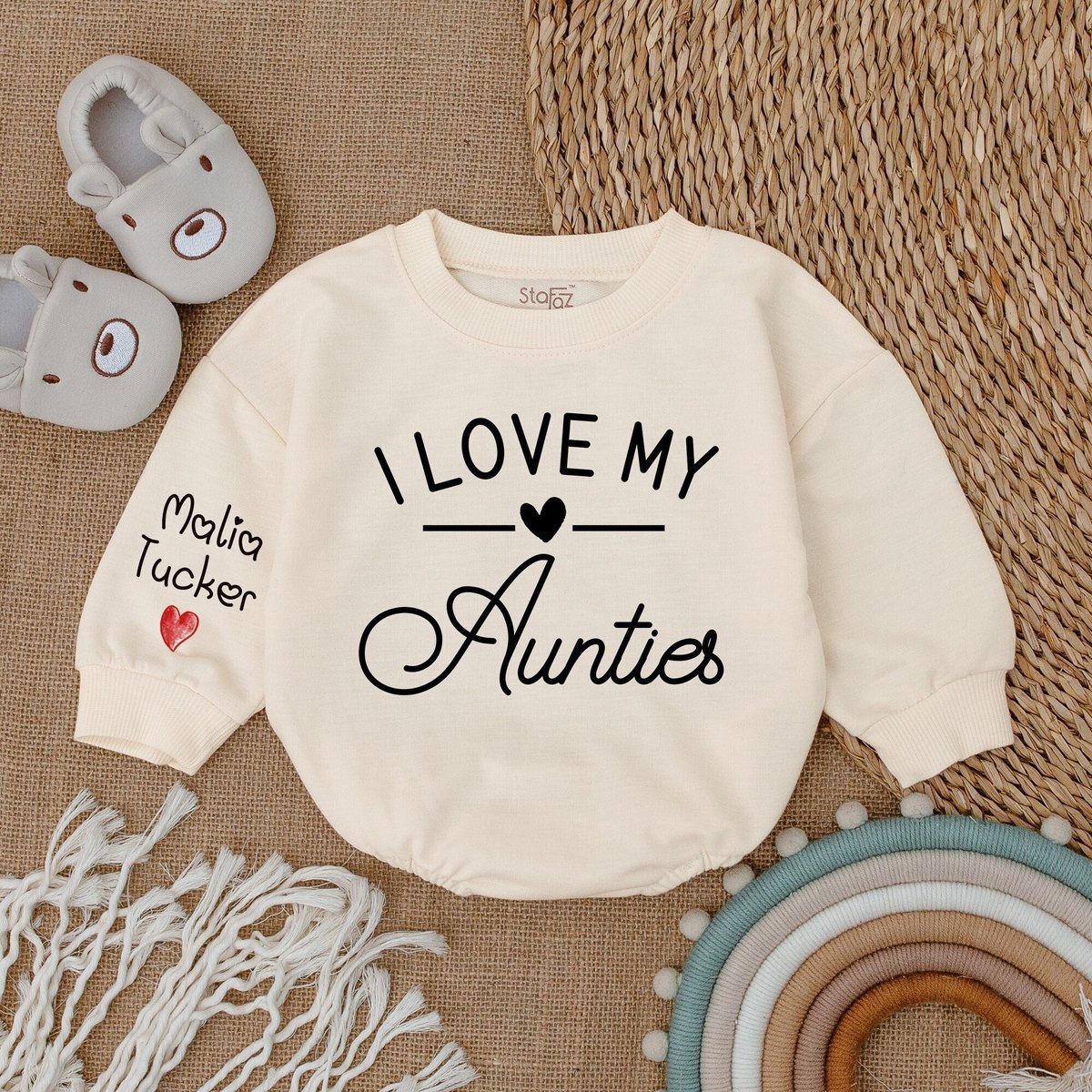 I Love My Aunties Romper Baby Romper Newborn Romper Gift from Aunt Auntie Baby Shirt Pregnancy AnnClothing