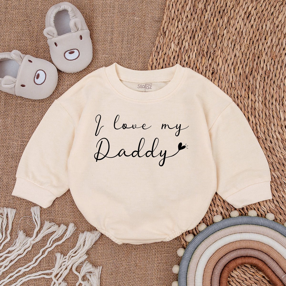 I Love My Daddy Baby Romper Sweatshirt Bubble Romper Baby Boy Clothes Father's Day Outfit Ba