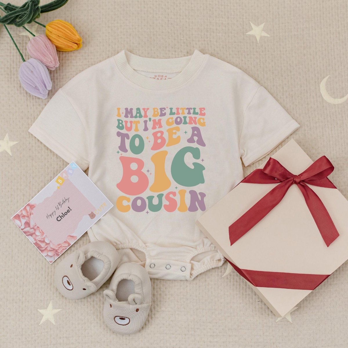 I May Be Little But I'm Going To Be A Big Cousin Baby Romper Big Cousin Babysuit Retro Big Cousin B