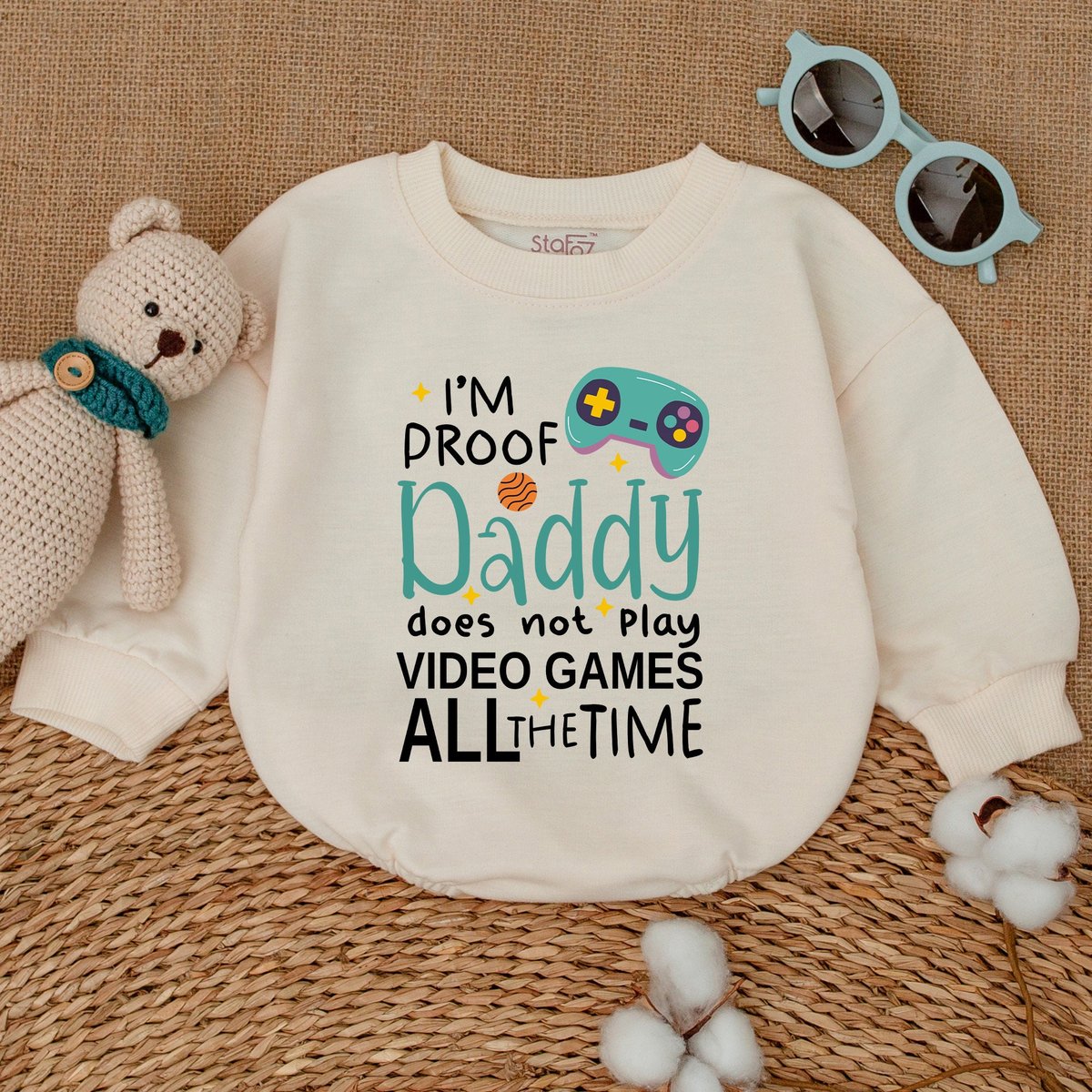 I Proof Daddy Does Not Play Video Game All The Time Romper Father's Day Bodysuit Gamer Daddy Clothe 170