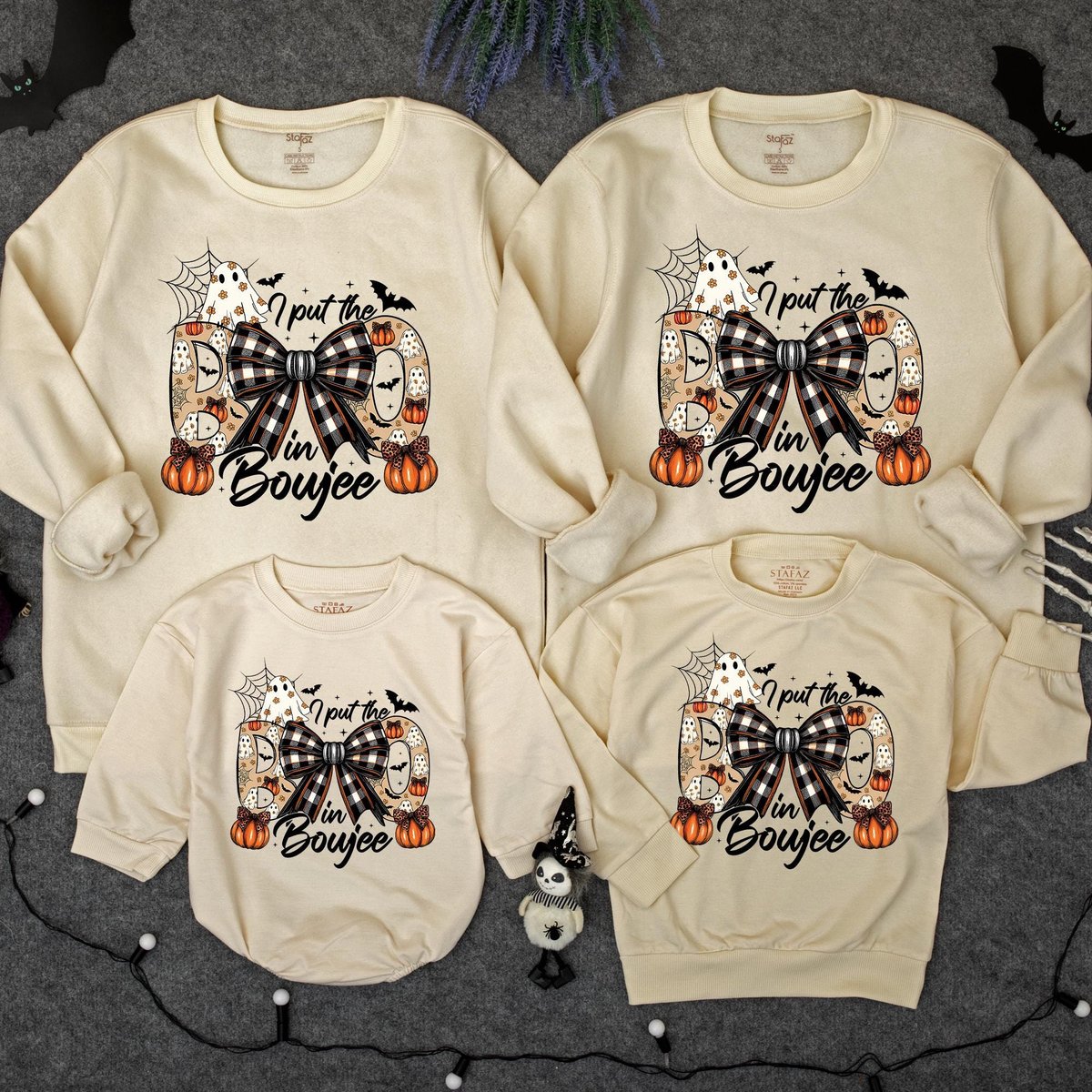 I put the Boo in Boujee Sweatshirt Boo Jee Ghost baby romper Gothic Halloween Sweater Spooky Vibes t 433