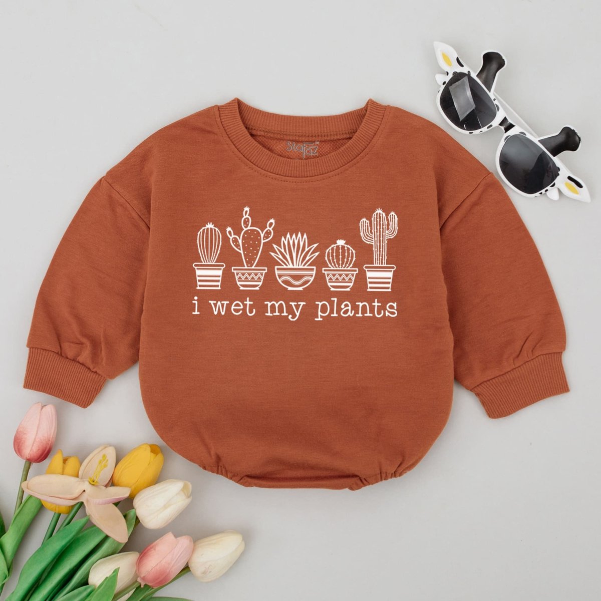 I Wet My Plants Retro Baby Romper Funny Plant Toddler sweater Catus Kids Clothes Farming Baby Bodysu 172