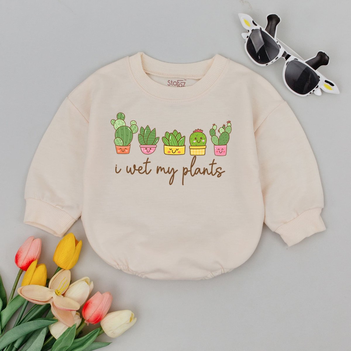 I Wet My Plants Retro Baby Romper Funny Plant Toddler sweater Catus Kids Clothes Farming Baby Bodysu 173