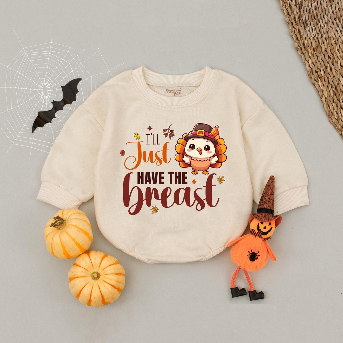 I'll Just Have The Breast Baby Romper Funny Thanksgiving Baby Outfit Turkey Day Babysuit Babys Firs