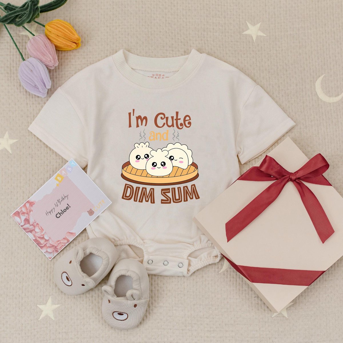 I'm Cute And Dim Sum Baby Romper Dimsum Baby Cute Dumpling Baby Little Bao Babysuit Cute Baby Showe