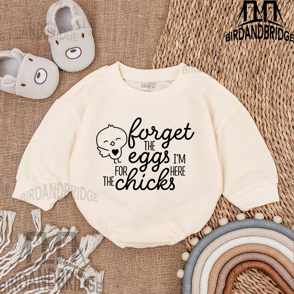 I'm Here For The Chicks Baby Outfit  Easter Baby Sweatshirt Bubble Romper  Baby Clothes  Baby Romper