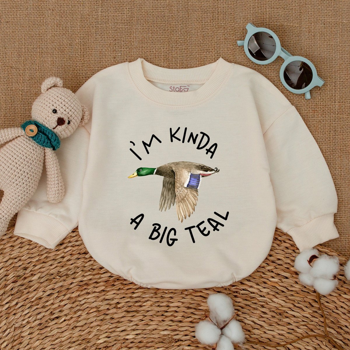 I'm Kinda A Big Teal Romper Duckling Baby Bodysuit Newborn Bubble Romper Infant Baby Clothes Duckin 171