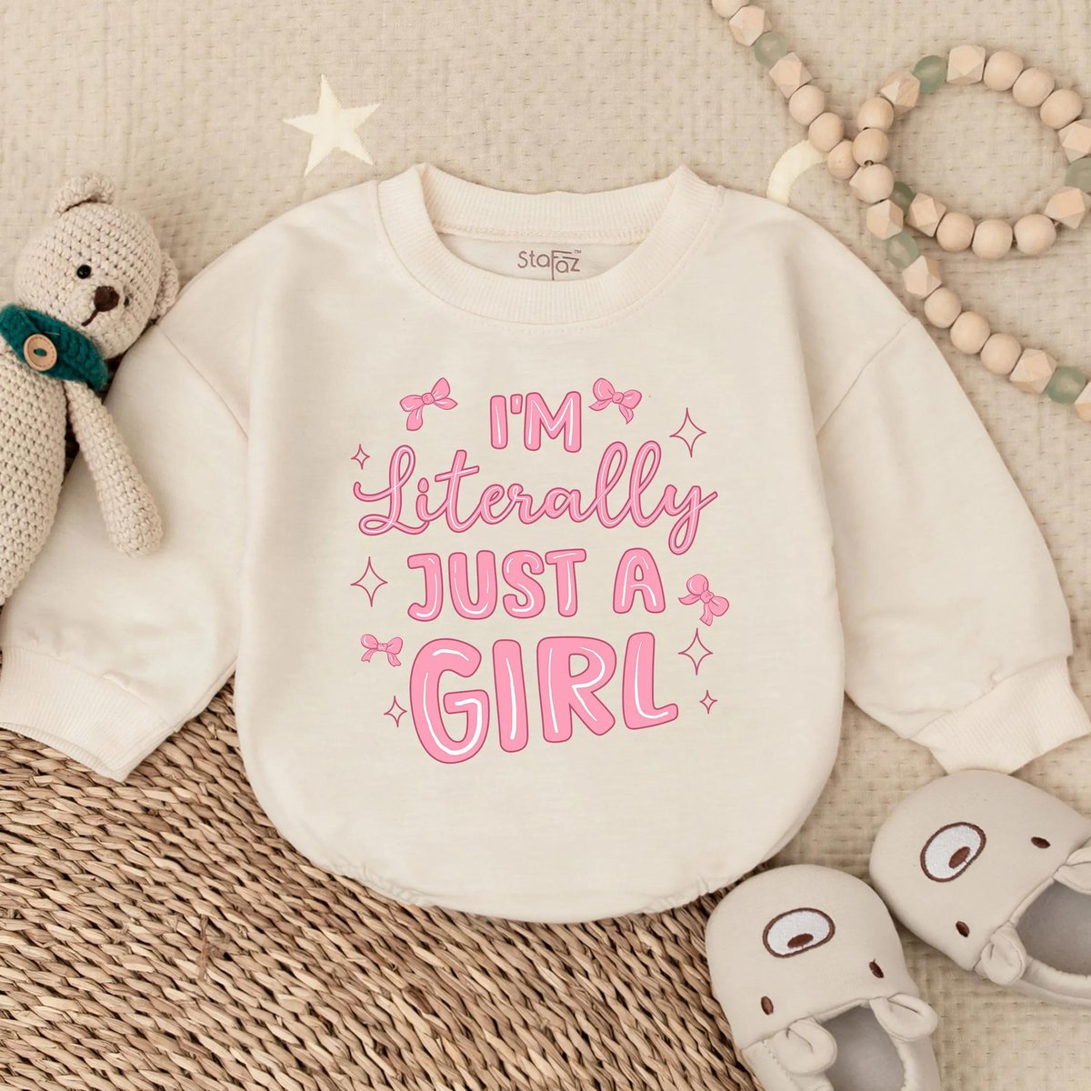 I'm Literally Just A Girl Long Sleeve Bubble Romper Funny Baby Girl Outfit Baby Shower Gift Summer