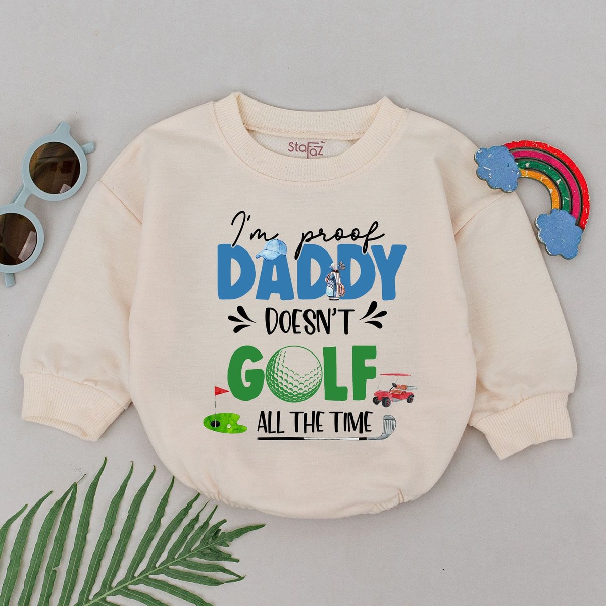 I'm Proof Daddy Doesn't Play Golf All The Time Romper Daddy's Golfing Buddy Bodysuit Baby Boy Gol