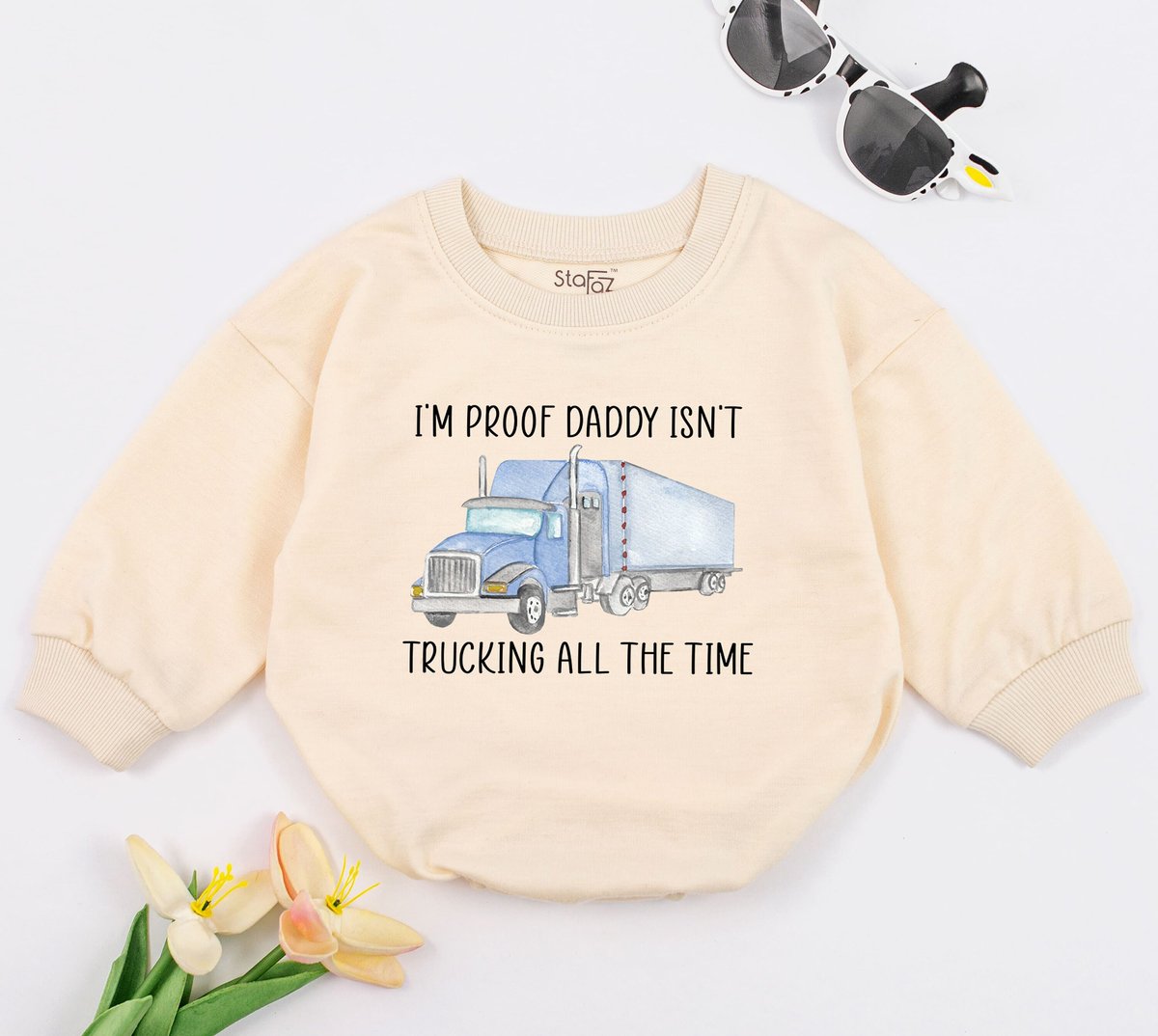 I'm Proof Daddy Isn't Trucking All The Time Baby Romper Trucker Baby Gift Semi Baby Clothes Trucke 170