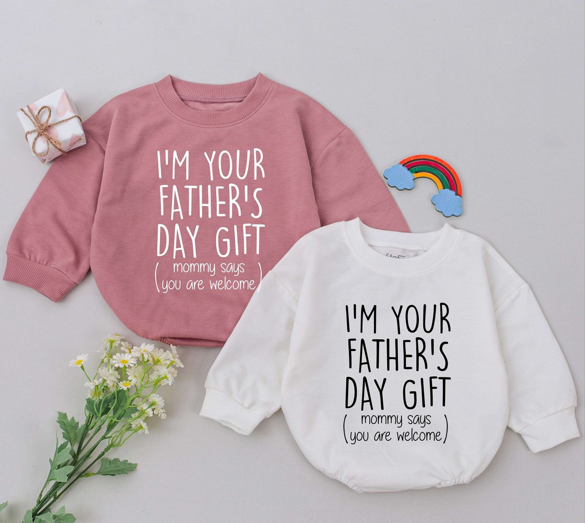 I'm Your Father's Day Gift Romper Father's Day Outfit Newborn for Girls New Baby Gift Hi Daddy Bu