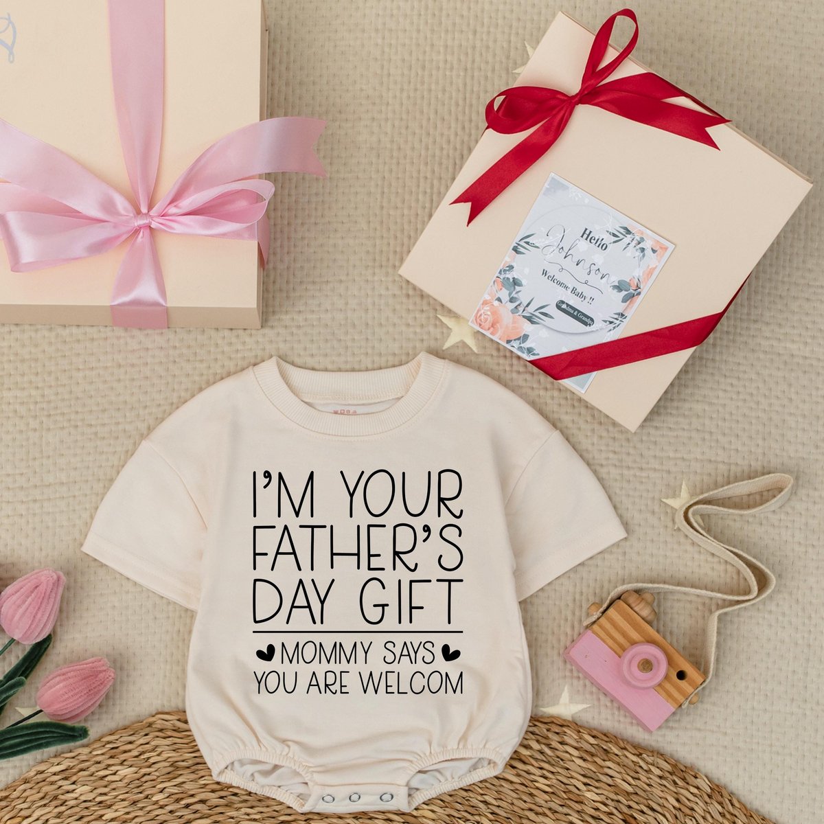 I'm Your Father's Day Romper Newborn Outfit Short Sleeve Bubble Romper Baby Grow Father's Day Gif