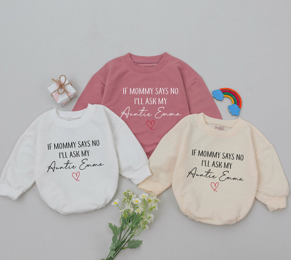 If Mommy Says No I'll Ask Auntie Romper New Baby Gifts Mother's Day Gift Newborn for Girls Boys Ne