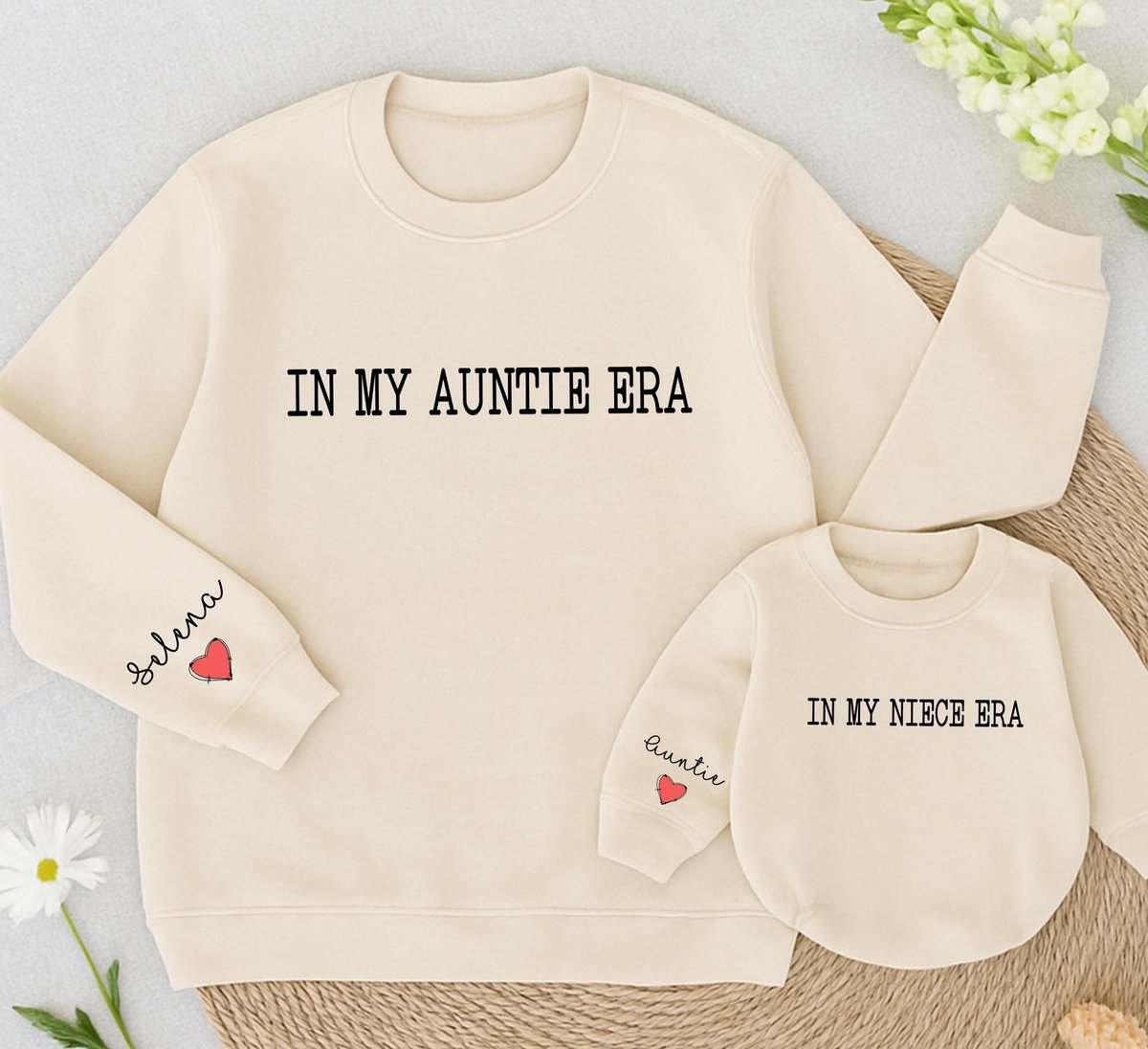 In My Auntie Era retro Sweatshirt Matching Family Shirt Auntie and niece Baby Romper Gift newborn ou 437