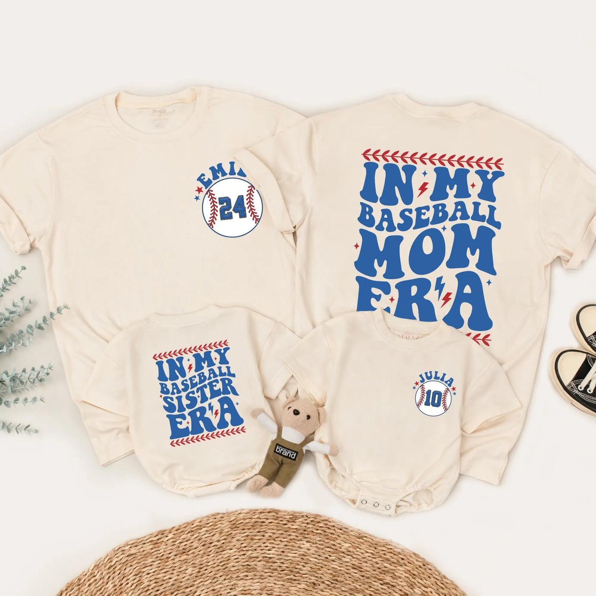 In My Baseball Mom and Sister Era Matching Shirt Personalized Baseball Family Outfit Custom Game Day 431