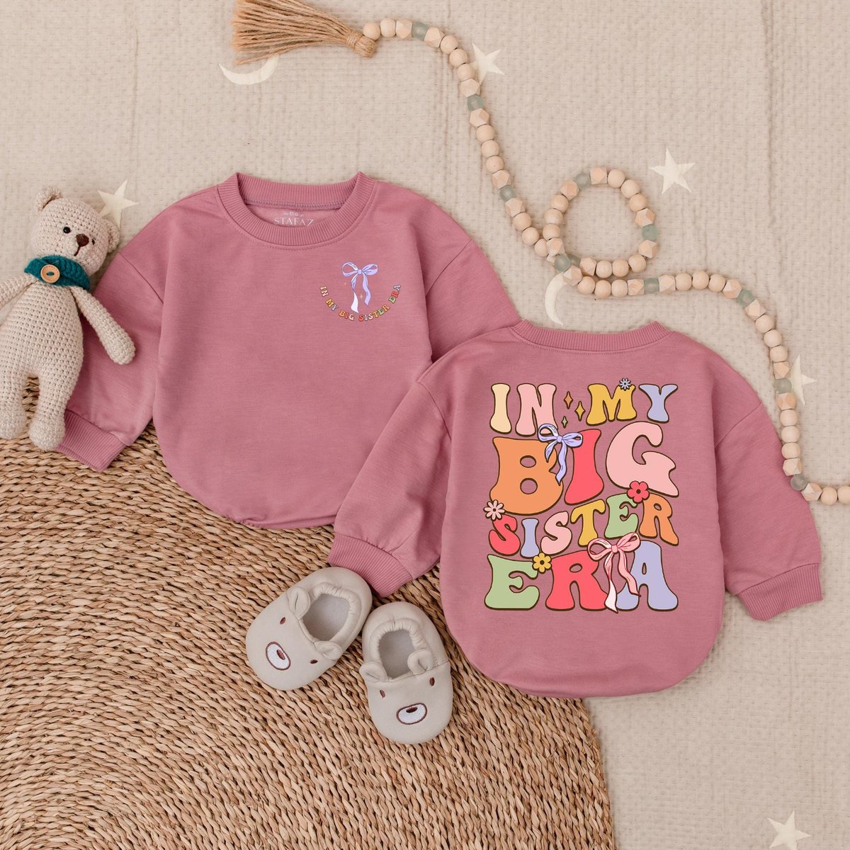 In my Big Sister Era Bubble Romper Big Sister Shirt Floral Toddler Outfit Birth Announcement Shirt B