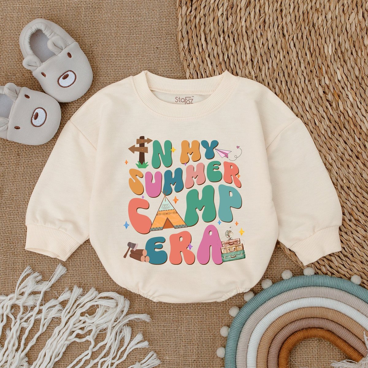 In My Camping Era Baby Romper Summer Vacation Baby Clothes Bubble Baby Romper Boy Clothes Baby Cl