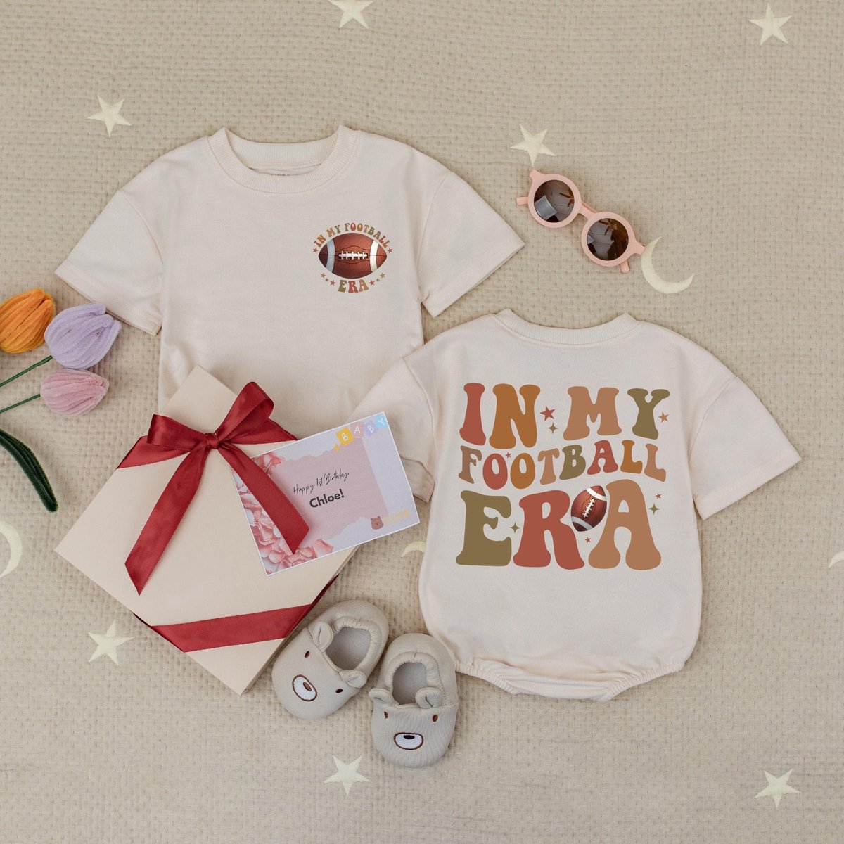 In My Football Era Baby Romper Retro Football Baby Outfit Gameday Season Football Baby OutfitGift Fo