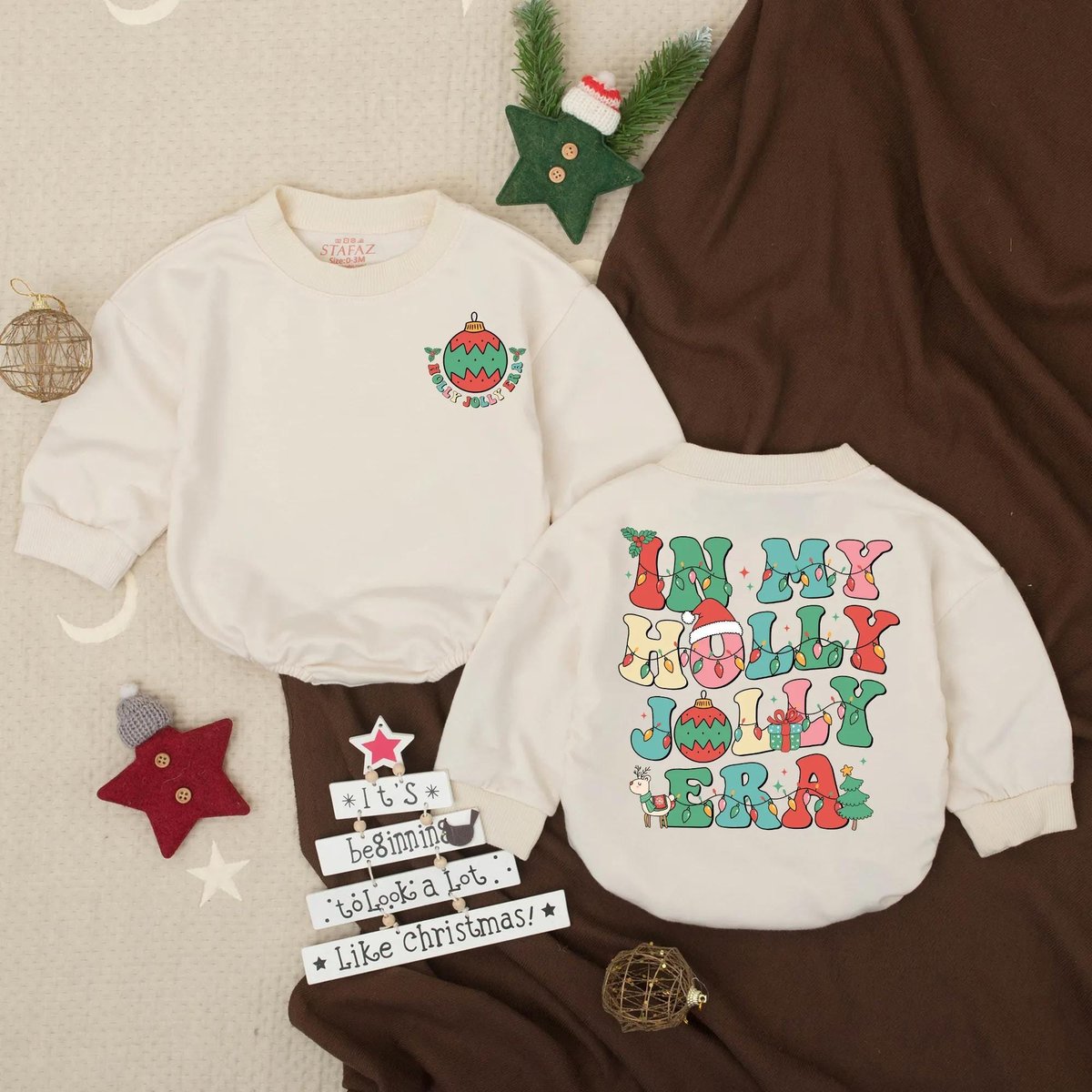 In My Holly Jolly Era Baby Bubble Romper My First Christmas Outfit Winter Toddler Clothes Newborn P