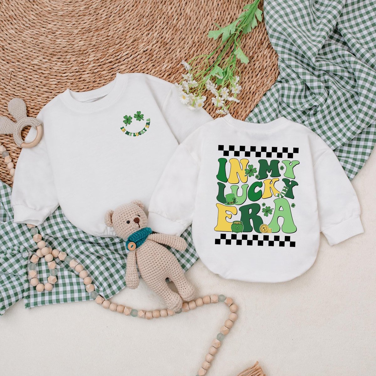 In My Lucky Era Baby Romper Green Clover Baby Bodysuit St Patrick's Day Romper Baby Patrick's Day 186