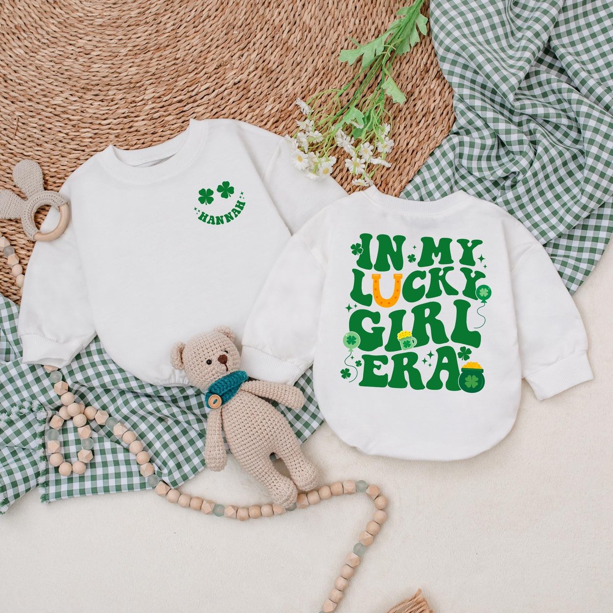 In My Lucky Girl Era Baby Romper Lucky Vibes Bodysuit Baby Patrick's Day Outfit First St Patrick's 186
