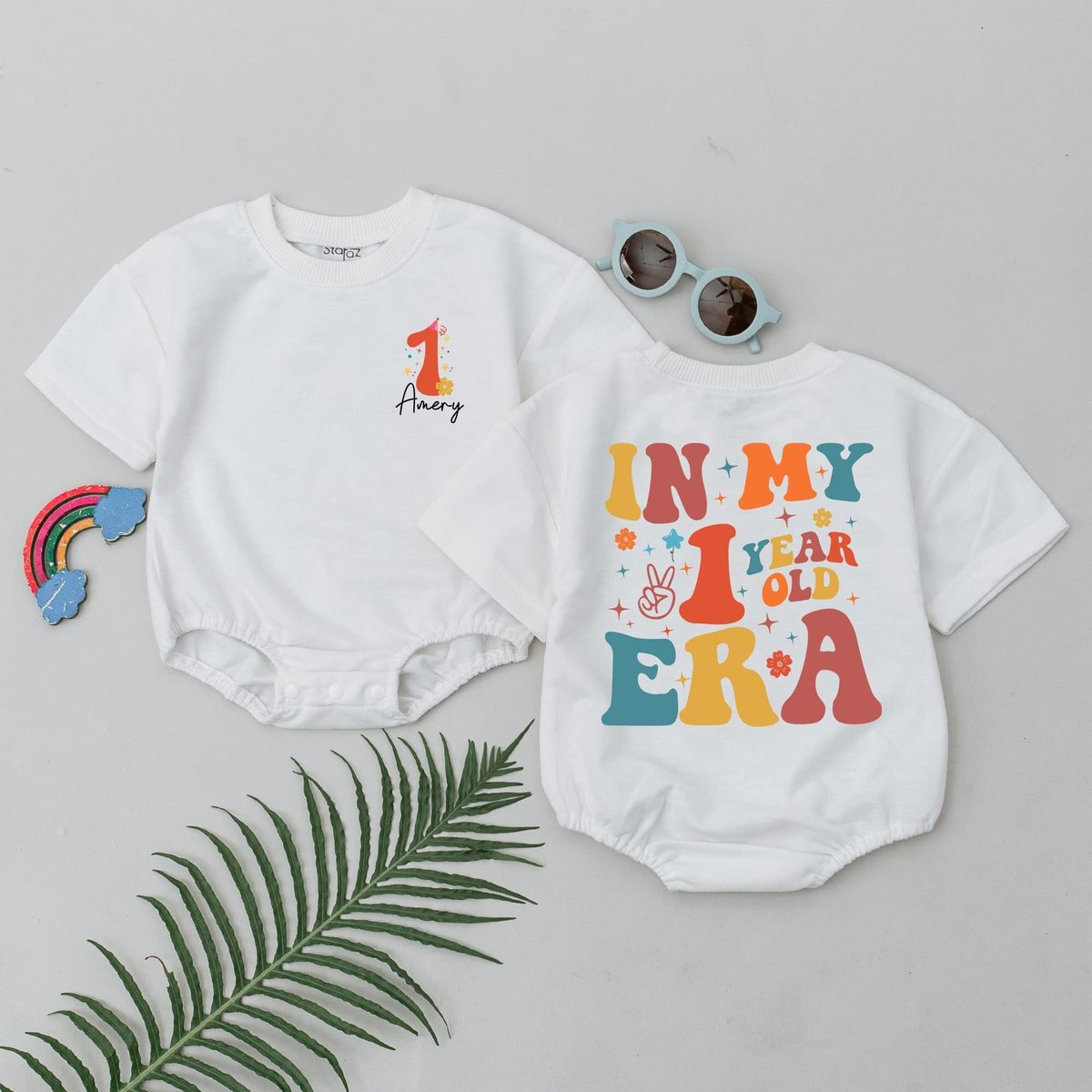 In My One Year Old Era Short Sleeve Romper First Birthday Baby Outfit 1st Birthday Baby Bodysuit Bub